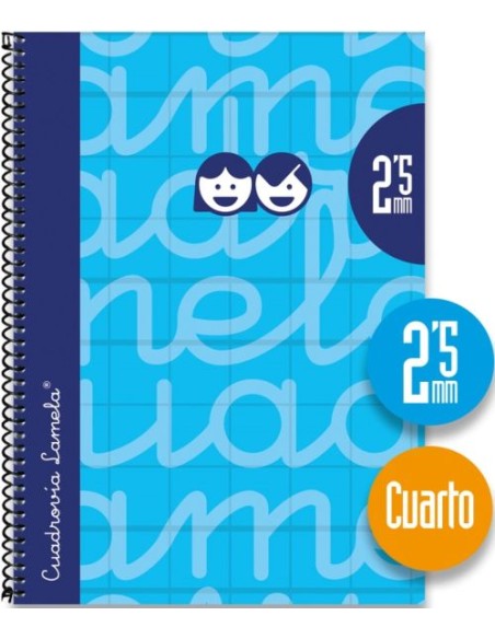 CUADERNO ESPIRAL 4º 80H 70G 25MM AZUL CUADROVIA EXTRA DURA